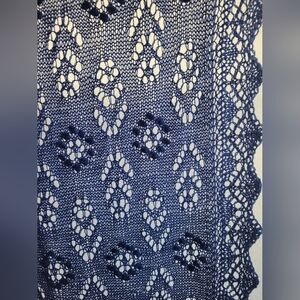 Hand Knit Estonian Blue Wedding Shawl